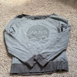 Vans Women's Light Gray Crewneck Sweatshirt with Subtle Logo
